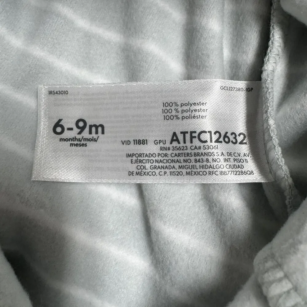 Carter's Fleece Sleep Sack Blanket Sleeper Lion Boy Girls Unisex 6-9M Gray